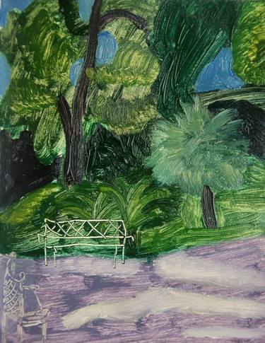 Original Expressionism Garden Paintings by Maria Magenta