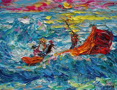 Print of Expressionism Seascape Paintings by Tran Tuan