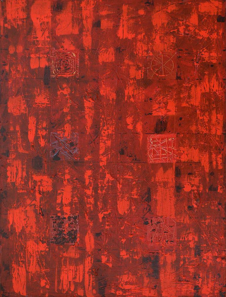 Red forest Painting by Leo Bos | Saatchi Art