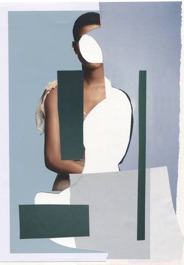 Blue and Green Body Collage Print thumb