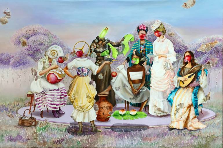 Original Surrealism Women Painting by Zakir Husain Tanha Shaikh