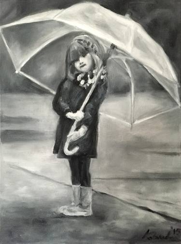 Little girl with an umbrella thumb