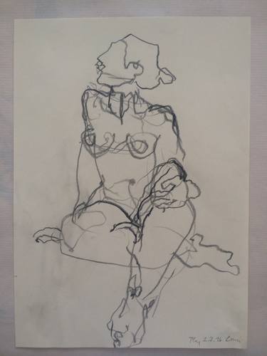 Original Fine Art Nude Drawings by Gertraud Platschek