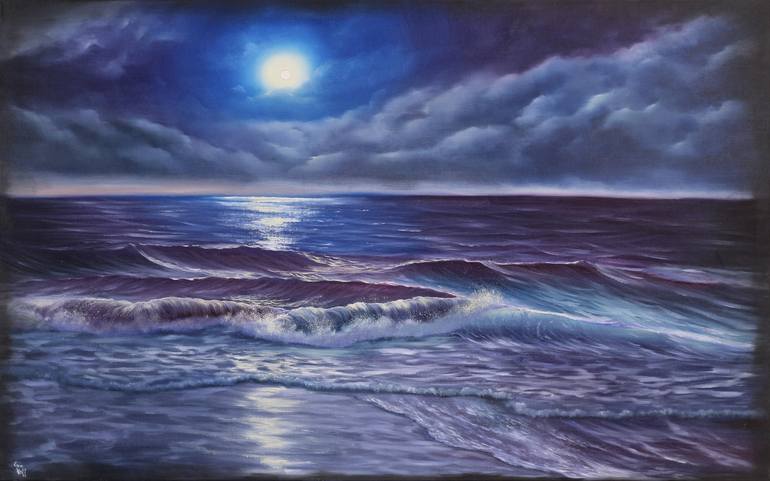 Rise Of The Blue Moon Painting By Eva Volf Saatchi Art