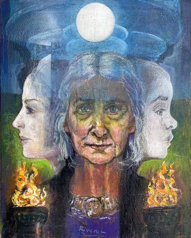 Original Expressionism Women Painting by Anibal Riverol