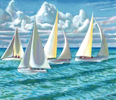 Print of Yacht Paintings by eugene moore