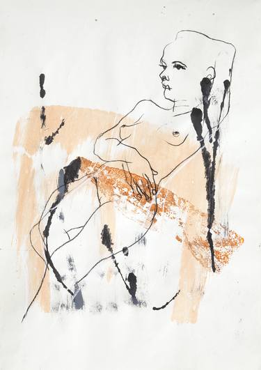 Original Expressionism Nude Drawings by Roberto Torterolli