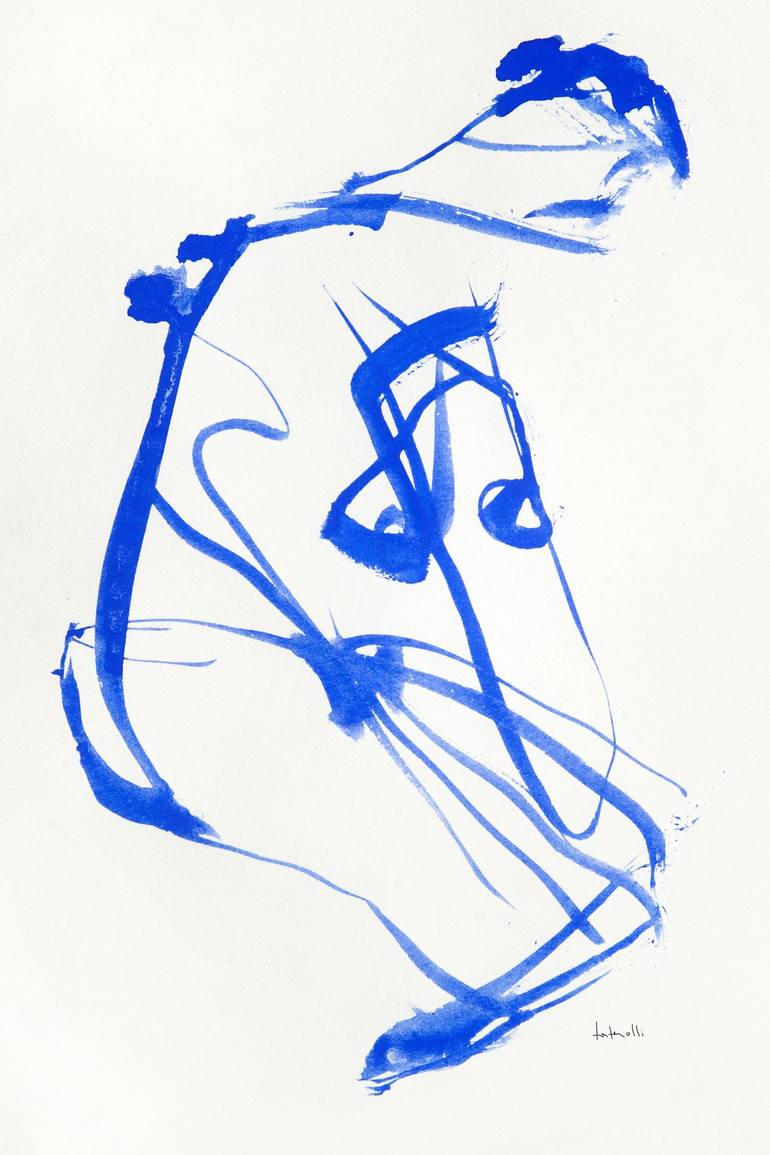 Shibari Blue IV Drawing by Roberto Torterolli | Saatchi Art