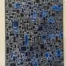 I worked on this painting for some time. Put it a away several times and than decided to paint it black and draw a city plan with white marker.
Again the Phthalo blue shines through the black and somehow radiates the painting. 
The painting is not framed, pictures taken with my Iphone11.