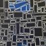 I worked on this painting for some time. Put it a away several times and than decided to paint it black and draw a city plan with white marker.
Again the Phthalo blue shines through the black and somehow radiates the painting. 
The painting is not framed, pictures taken with my Iphone11.