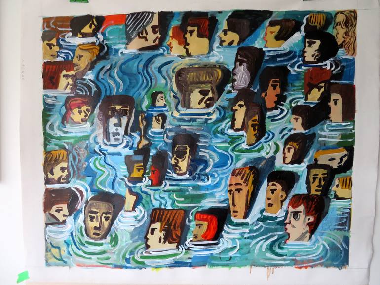 Original Abstract People Painting by Stephen Abela