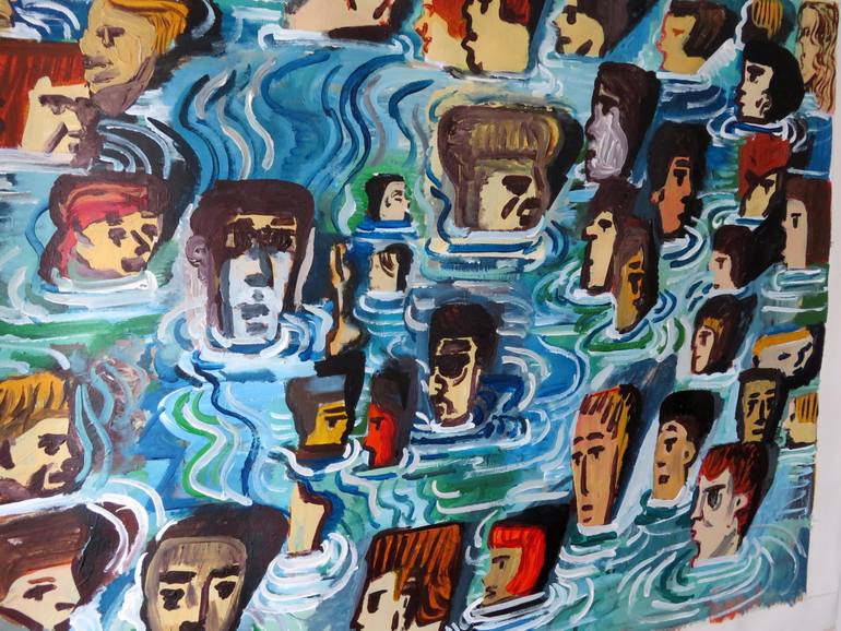 Original Abstract People Painting by Stephen Abela