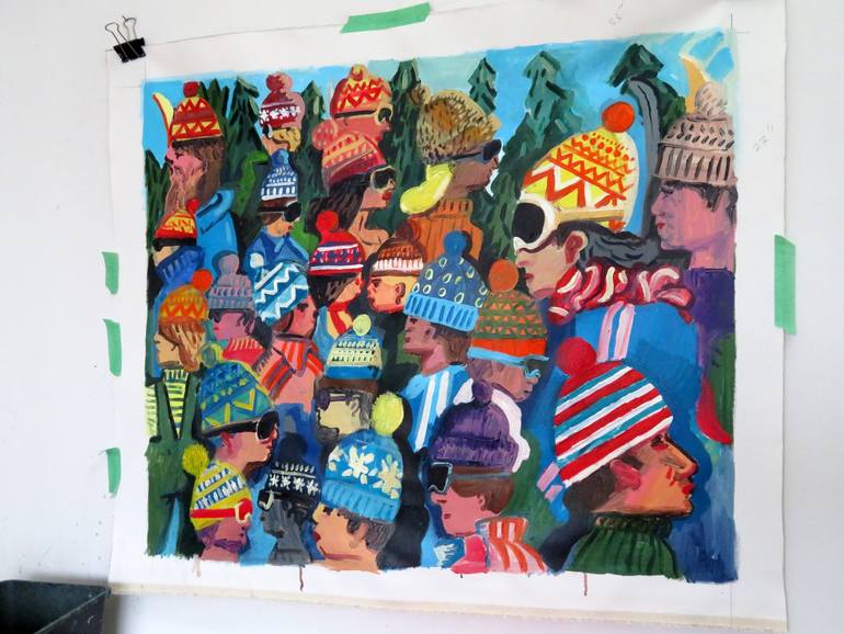 Original Pop Art People Painting by Stephen Abela