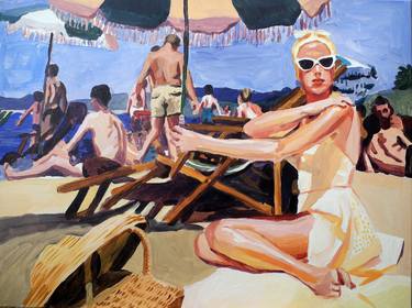 beach scene Cannes 1955 thumb
