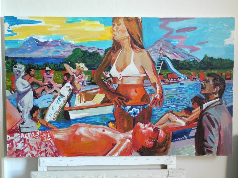 Original Impressionism Beach Painting by Stephen Abela