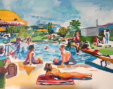 Saatchi Art Artist Stephen Abela; Painting, “pool scene” #art