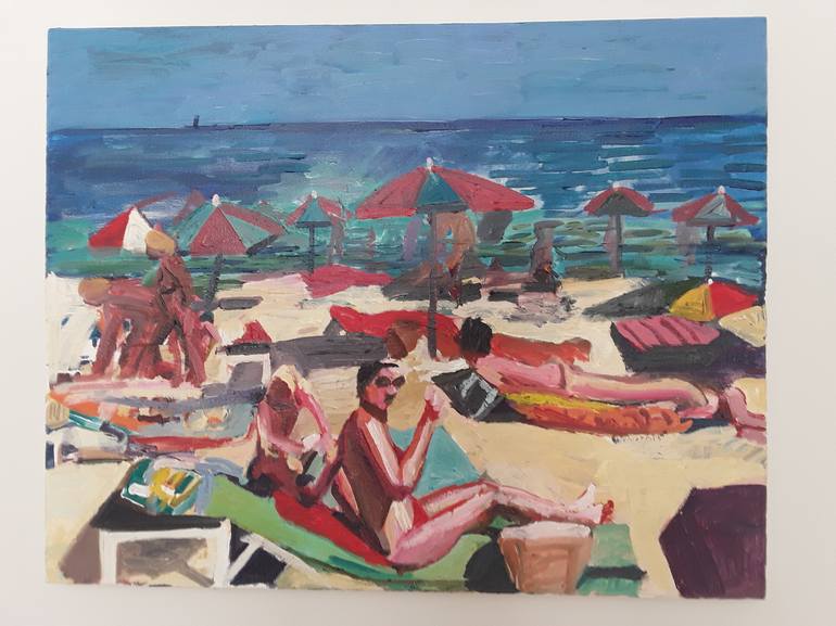 Original Impressionism Beach Painting by Stephen Abela