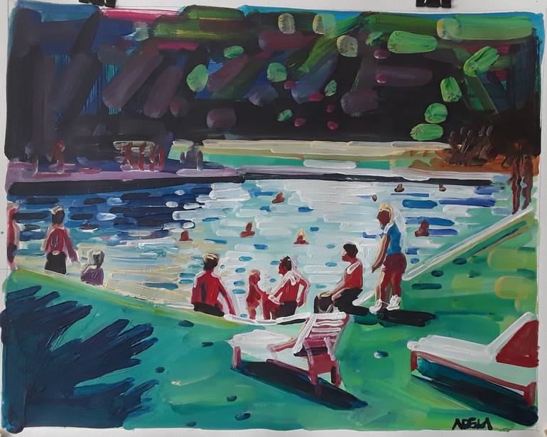 Original Figurative Beach Painting by Stephen Abela