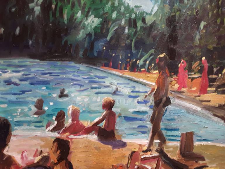 Original Figurative Beach Painting by Stephen Abela