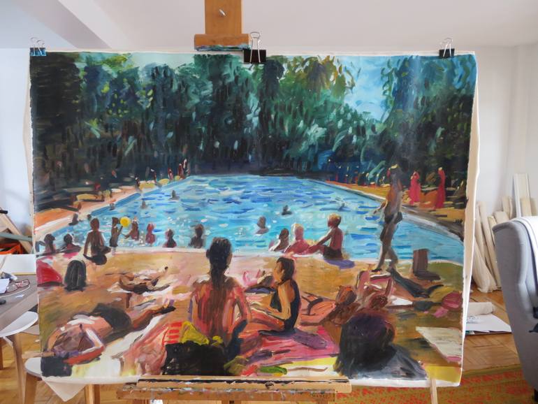 Original Figurative Beach Painting by Stephen Abela