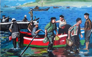 Original Figurative Boat Paintings by Stephen Abela