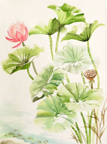 Lotus flower watercolor painting thumb