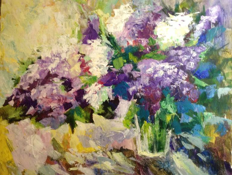 Original Impressionism Floral Painting by Nata New