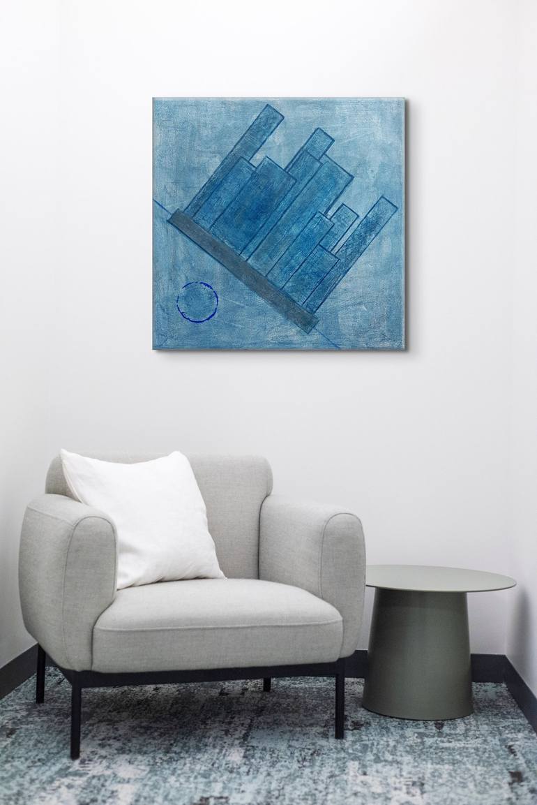Original Abstract Cities Painting by Anda Marcu