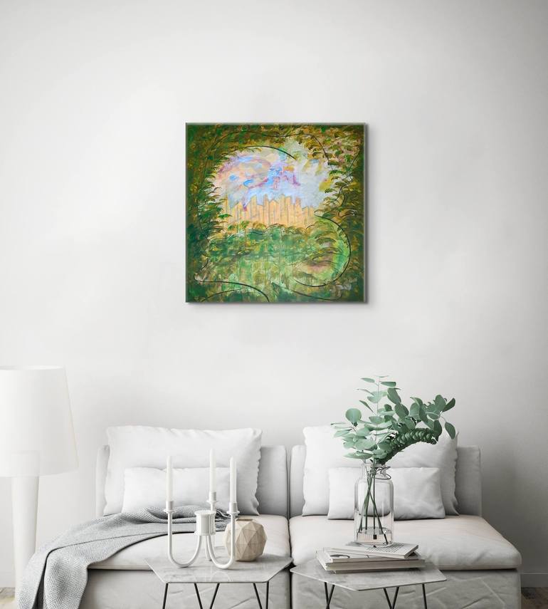 Original Abstract Cities Painting by Anda Marcu