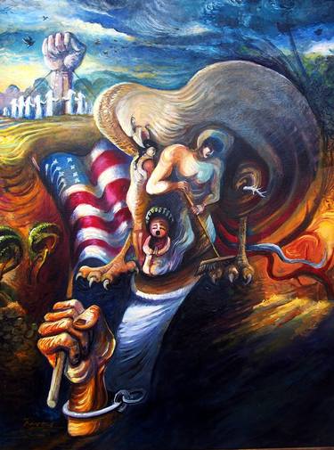 Original Abstract Politics Paintings by Rigo Rivas