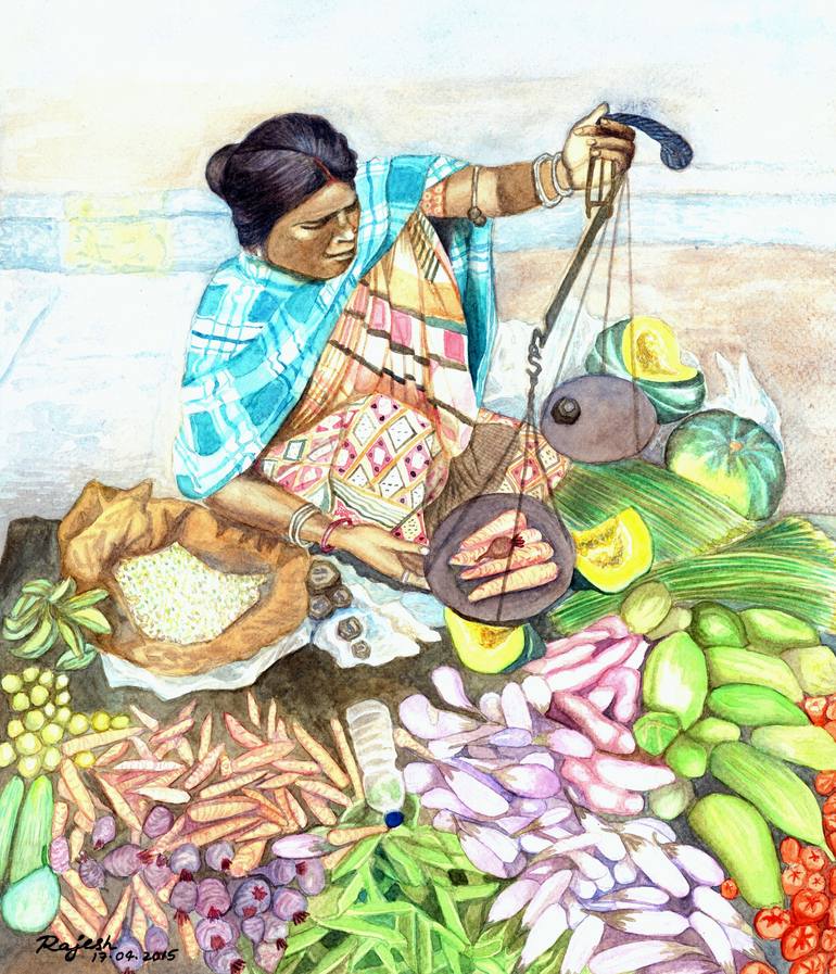 indian vegetable market paintings