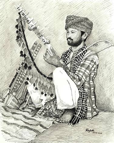 Original Figurative Music Drawings by Kotekal Guru Rajesh