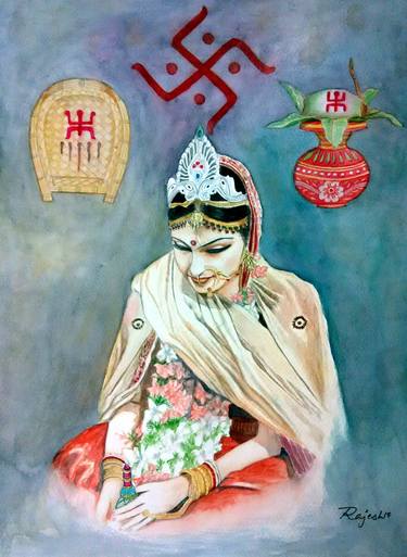 Print of Realism Women Paintings by Kotekal Guru Rajesh