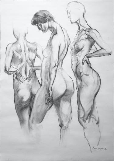 Original Realism Nude Drawings by Gerbrand van Heerden