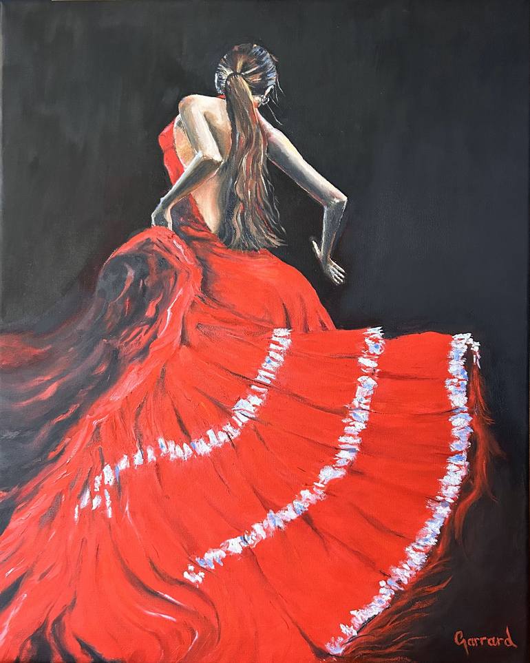 fitted lace wedding dress Flamenco Woman Dancer Painting Original Flamenco Wall Art Dancing Girl   BilykArt Gallery