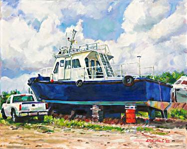Original Boat Painting by ERIC HALL PAINTINGS