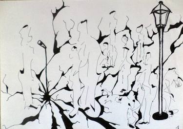 Original Abstract Expressionism People Drawings by Edina Adel Takács