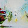 This is an oil painting full of joy done on a gallery stretched canvas. I call it Cherries in a Glass Bowl.
This handmade painting is done with high-quality oil paints (Winsor and Newton and Gamblin artist professional colors) by applying media with palette knives on canvas 24x24 in (approx. 60x60 cm). The canvas is painted in deep grey blue on sides and does not need framing. The painting is ready to be placed on wall while it is also deep enough to sit on your console table or wherever it fits your space.