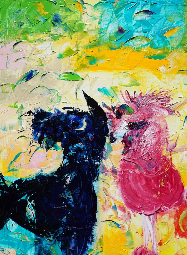 Original Abstract Dogs Painting by jelena b