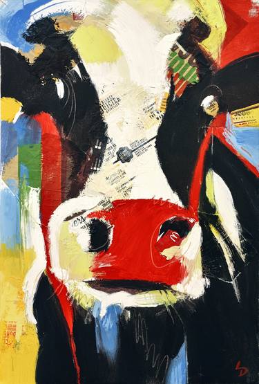 Original Abstract Expressionism Cows Paintings by Liam Downes