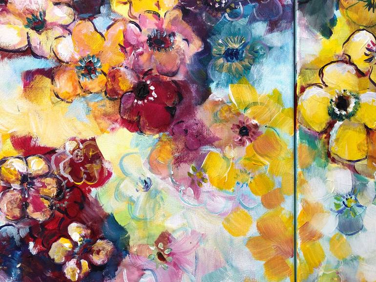 Original Expressionism Floral Painting by Gita Kalishoek