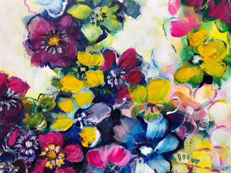 Original Expressionism Floral Painting by Gita Kalishoek