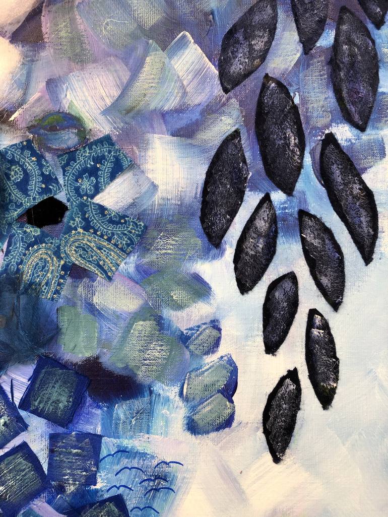 Original Abstract Expressionism Floral Collage by Gita Kalishoek