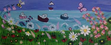 Original Folk Seascape Paintings by casimira mostyn