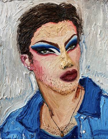 Saatchi Art Artist mahsa merci; Painting, “A Gay in Jeans, Oil on canvas, 25x20 cm, 2020” #art