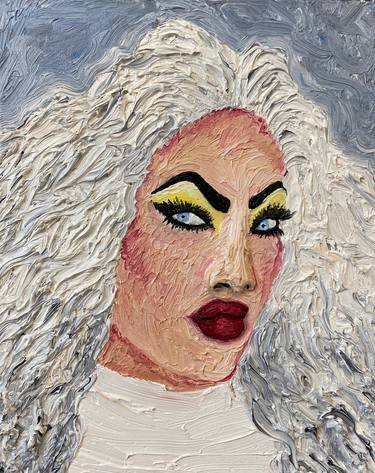 An Iranian Drag Queen with the White Wig, Oil on canvas, 25x20 cm, 2020 thumb