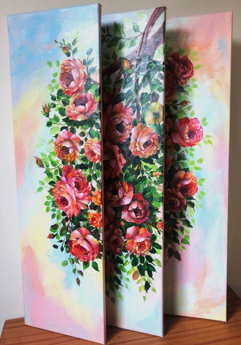 Original Expressionism Floral Painting by Daniela Hodea