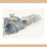 An abstract and expressive drawing of a flock of resting sheep.