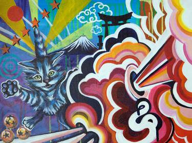 Print of Abstract Cats Paintings by Ingrid Hyde