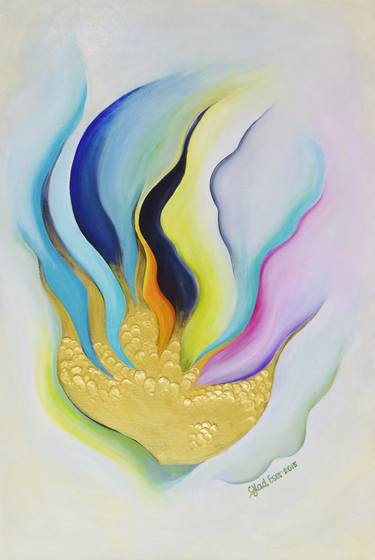 Happy Dreams - gold abstract painting thumb